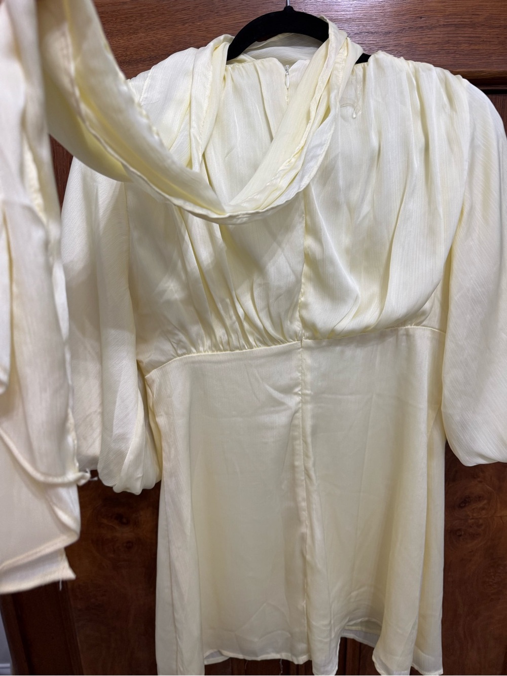 Yellow V-Neck Dress  with Scarf Tie - Picture 2 of 3